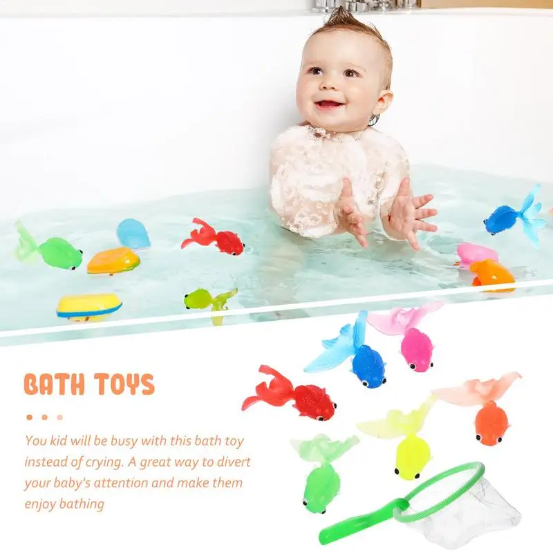 Juguete de pesca para bañera, juego de pesca para piscina y baño con red flotante, juego de captura de peces de animales para verano, niños pequeños y niñas