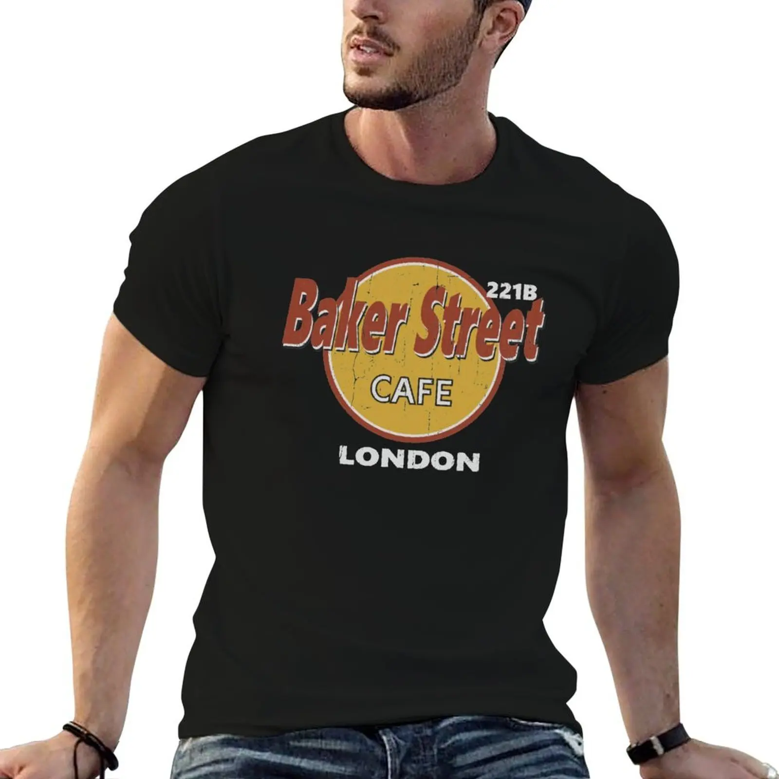 

Baker Street Cafe 221B London T-Shirt man t shirt summer t shirts for man graphic tees T-Shirt
