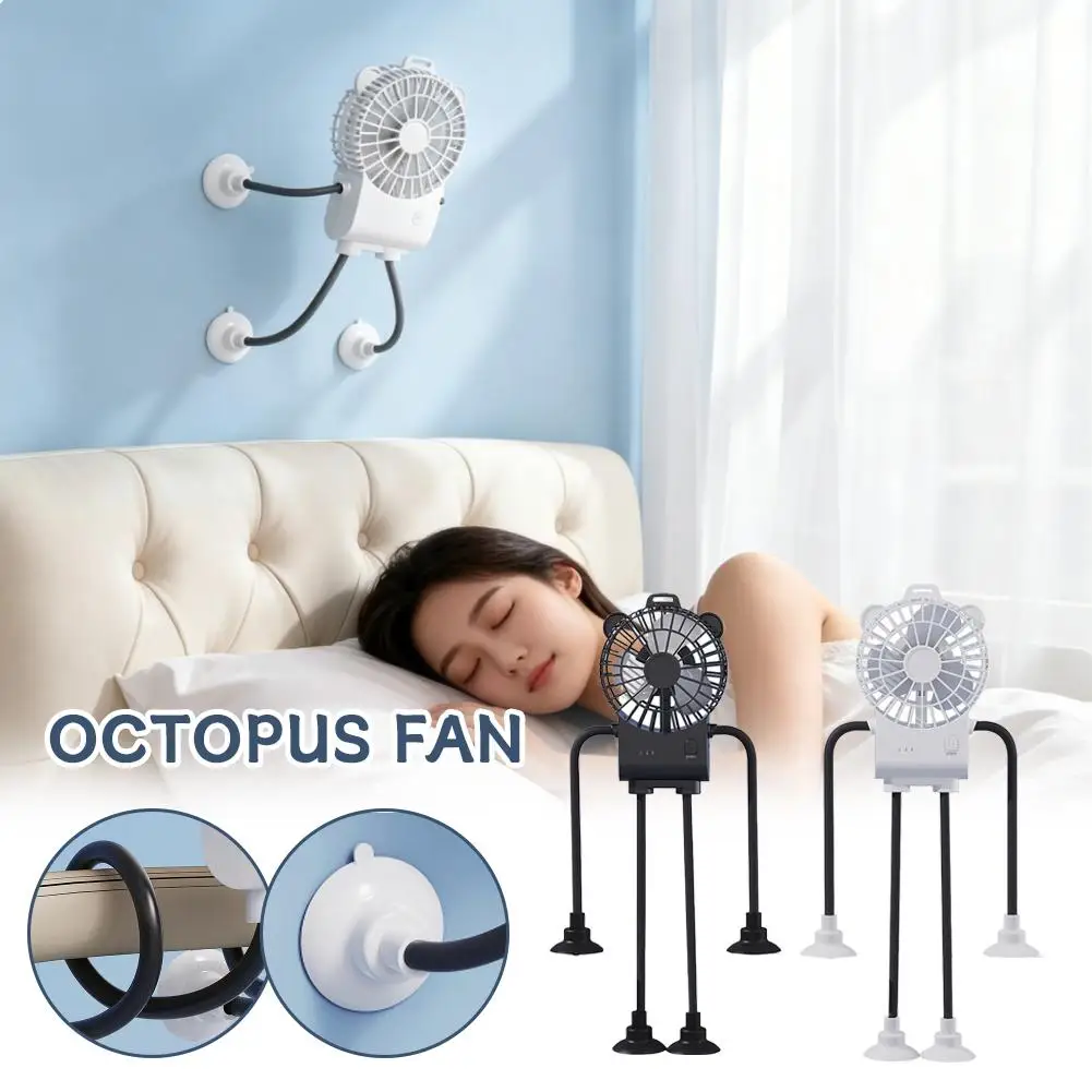 

Portable Suction Cup Fixed Fan Mini Office Dormitory Kitchen Robot Small Fan Rechargeable Silent Fan