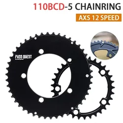 PASS QUEST 110bcd double chainring 5 bolt road bike Narrow wide 110 bcd Chain ring for SRAM axs 12 speed Shimano chainwheel