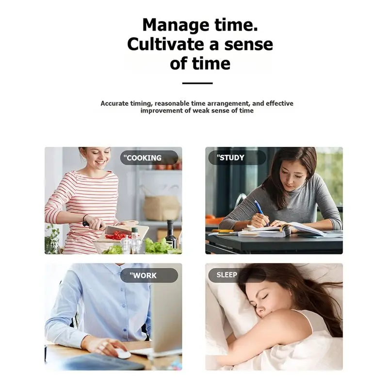 AT21-LED Display Flip Timer Time Management Cube Timer 15/20/30/60 Min Kitchen Timer Pink