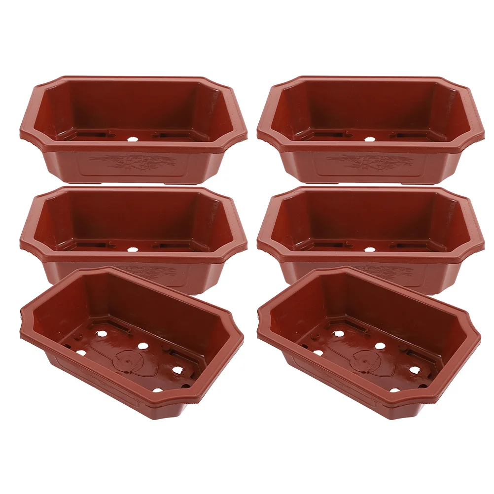

6pcs Plastic Flower Pots Small Plant Pots Indoor Decorative Planter Bowl For Garden Balcony Office Bonsai Container
