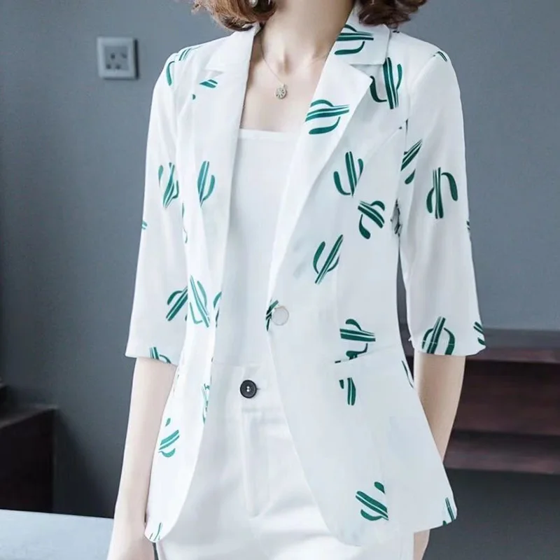 Elegant Lapel Printed Spliced All-match Shirt Women\'s Clothing 2023 Summer New Oversized Casual Pullovers Office Lady Blouse