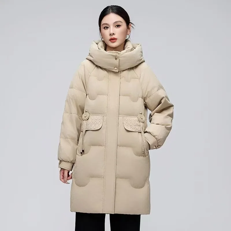 

Cotton-Padded Jacket Female Long 2025New Korean Winter Down Coat Women Parkas Thick Outwear Commuter Cotton Coats Joker Overwear