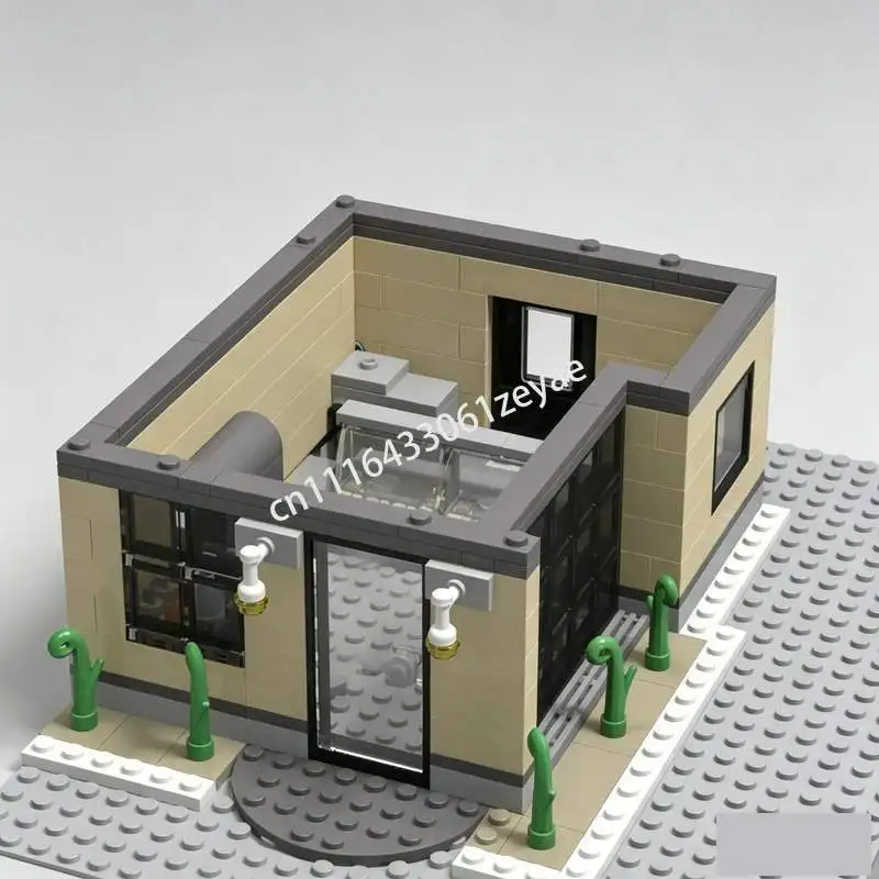 NEW 412Parts Burrito Mexican Grill Shop Model Custom Puzzle Building Blocks DIY Assembly Restaurant Toy Gift Collection Display