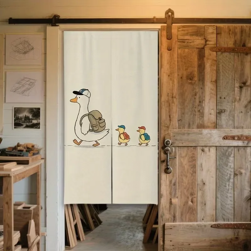 VIKAMA Cute Duck Half-Door Curtain, Privacy Divider for Children's Bedrooms, Dust-Proof Decorative Curtain for the Kitchen