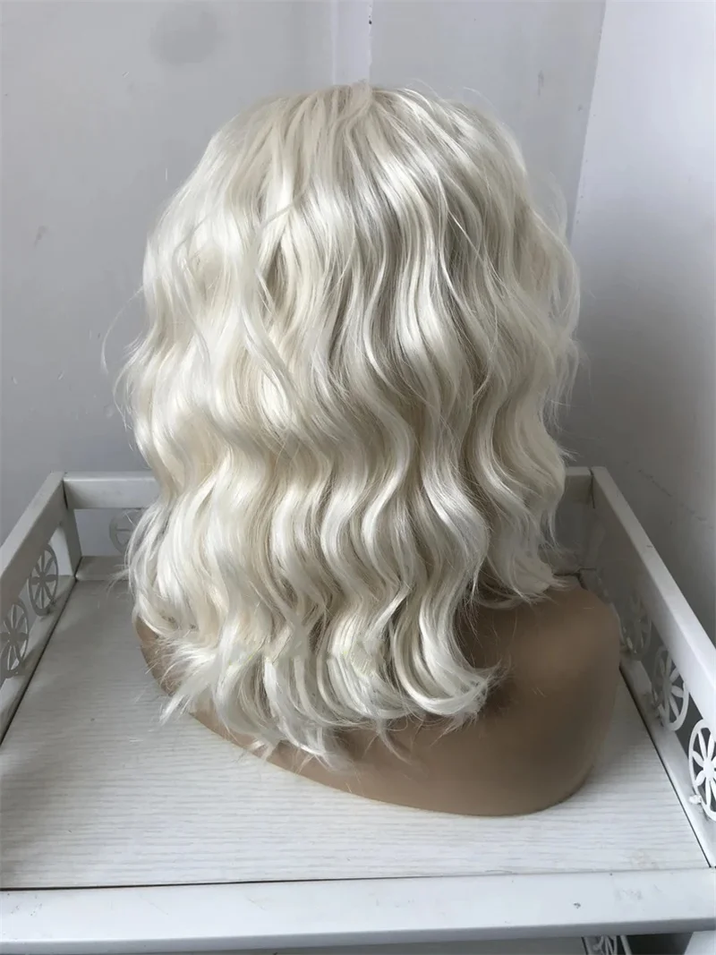 

White Platinum Lace Front Wig Long Curly Synthetic Natural Heat Resistant Wigs For Women Bohemian Synthetic Lace Front Wig