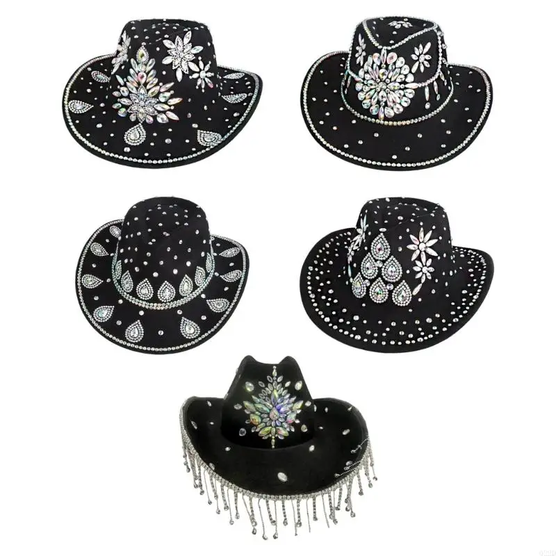 

Q22D Роскошная западная шляпа со стразами для личного самовыражения на мероприятиях и собраниях
