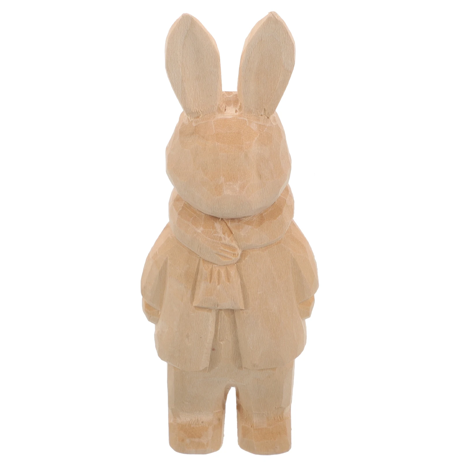 

Exquisite Hand-Carved Wooden Rabbit Natural Wood Color Festive Easter Decoration Living Room Ornament Wood Bunny Figurine