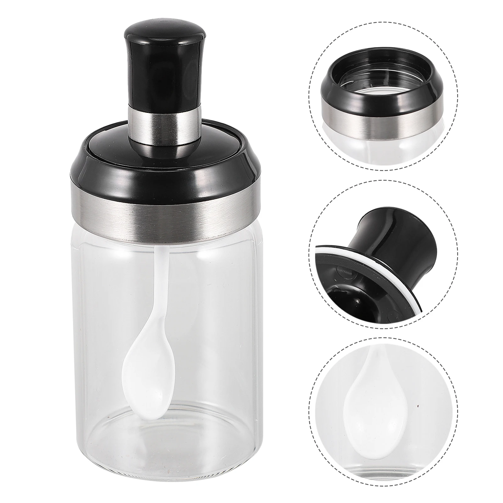 

1Pcs Sealed Glass Seasoning Bottle Transparent Jar Large Mouth Container for Salt Sugar Oil Glass Seasoning Bottle