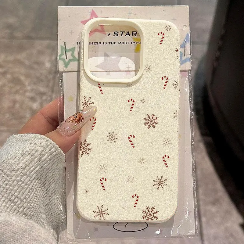 Snowflake Candy Cane Christmas Phone Case for Samsung Galaxy S26 S25 S24 S23 S22 S21 S20 Plus Ultra A73 A72 A52 A32 A25 A15