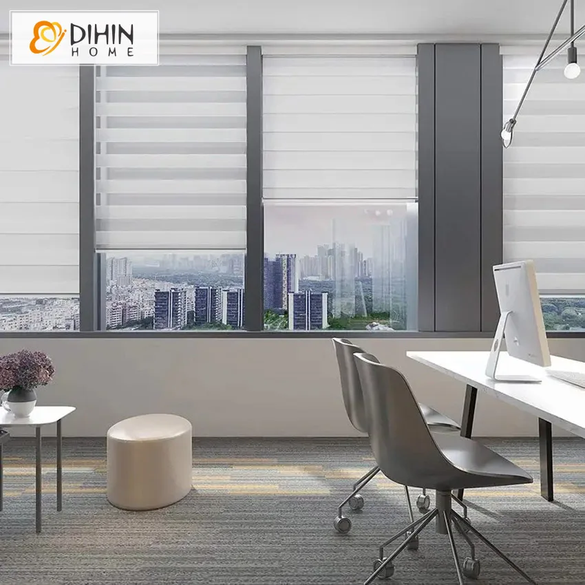 

DIHIN HOME Modern Cordless Polyester Zebra Blinds Double Layers Day Night Blinds Customized Window Roller Blind