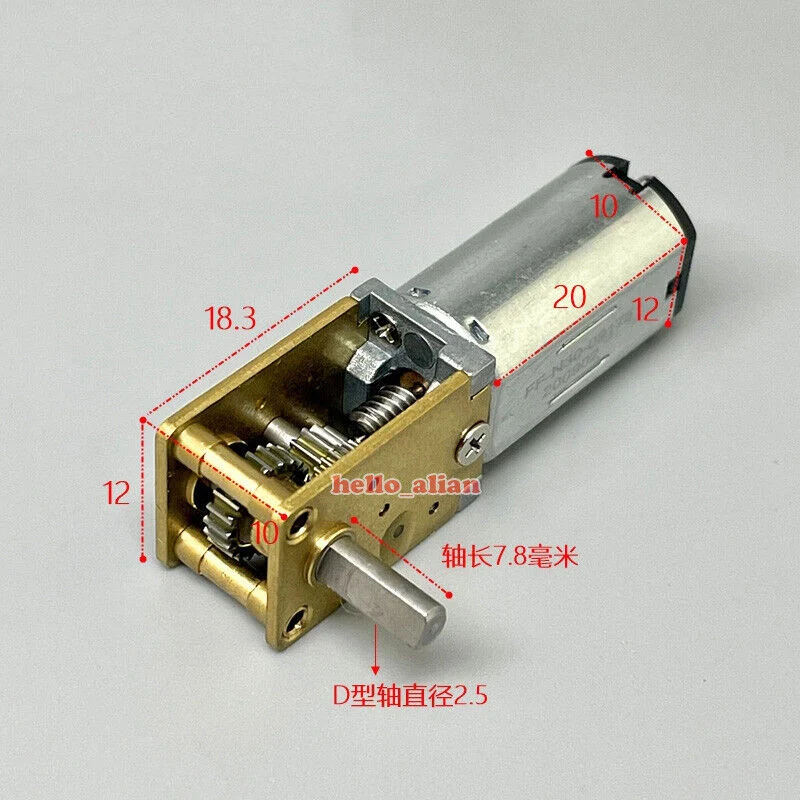 Mini N30 Full Metal Gearbox Gear Motor DC 3V-12V 135RPM-580RPM Slow Speed Large Torque Reduction Motor Right Angle D-shaft Robot