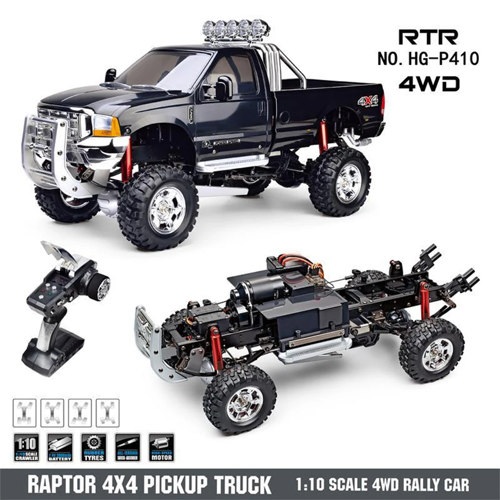 HG RC سيارة 2.4G 4WD شاحنة على الطرق الوعرة تسلق مركبة الراقية نموذج 1/10 رابتور P410 سرعة 30 كجم/ساعة التحكم عن بعد لعبة الكبار هدية