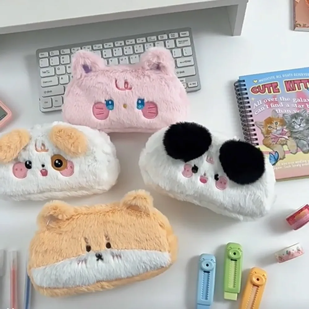 

Storage Bag Large Capacity Plush Pen Bag Dog Plush Cartoon Dog Pencil Case Cute Kawaii Stationery Storage Bag School Supplies