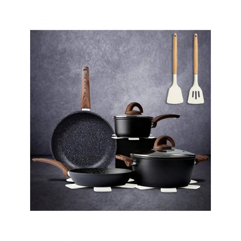 ชุดเครื่องครัวไม่ติด ชุดเครื่องครัวเซรามิก ลายหินแกรนิต เหมาะสําหรับทําอาหารในครัว
