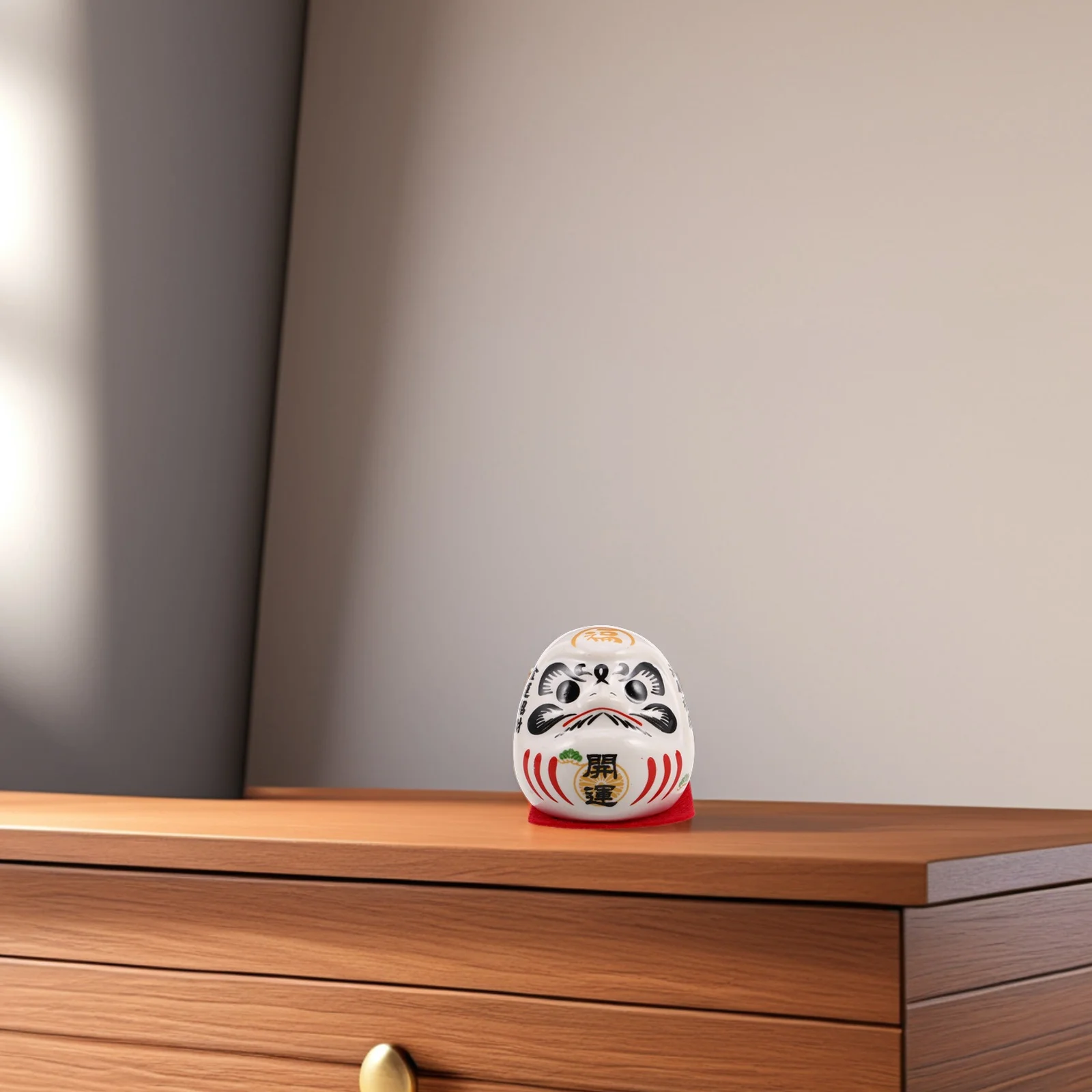 

Japanese Ceramic Mini Dharma Egg Red Luck Wealth Statue Home Office Car Decor Zen Tumbler Art Figure