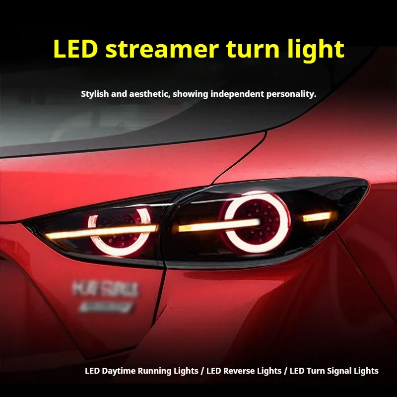 FT Car Lights ForMazda 3 Axela Hatchback Taillights 2013-2019 LED Tail Lamp Dynamic Turn Signal Light Car Taillights Assembly