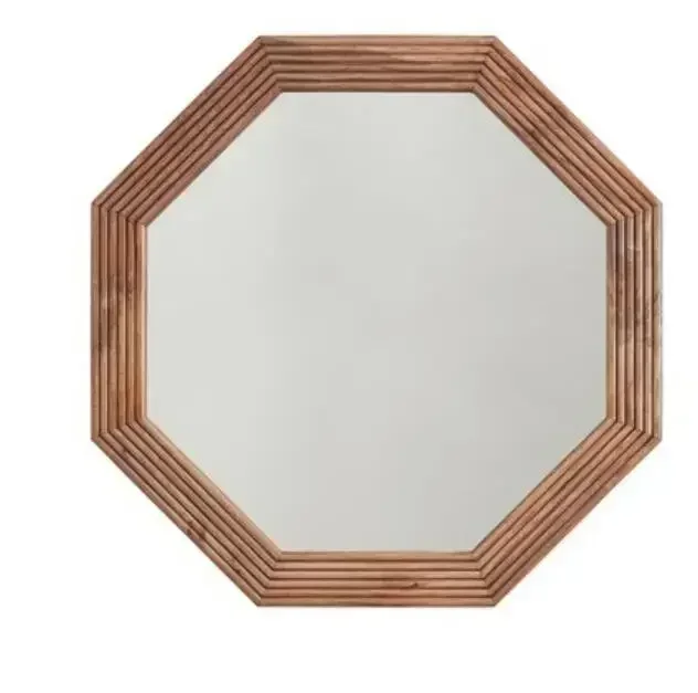 Decorative living room wash white wall hanging mirrors modern round solid wood frame wall mirror for bathroom