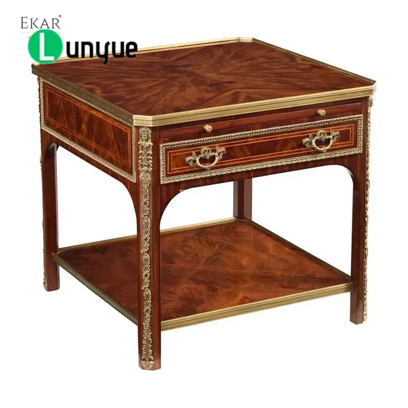 British Classic Solid Wood Square Coffee Table Elegant Functional Design for Living Room Space Saving Durable Home Furniture