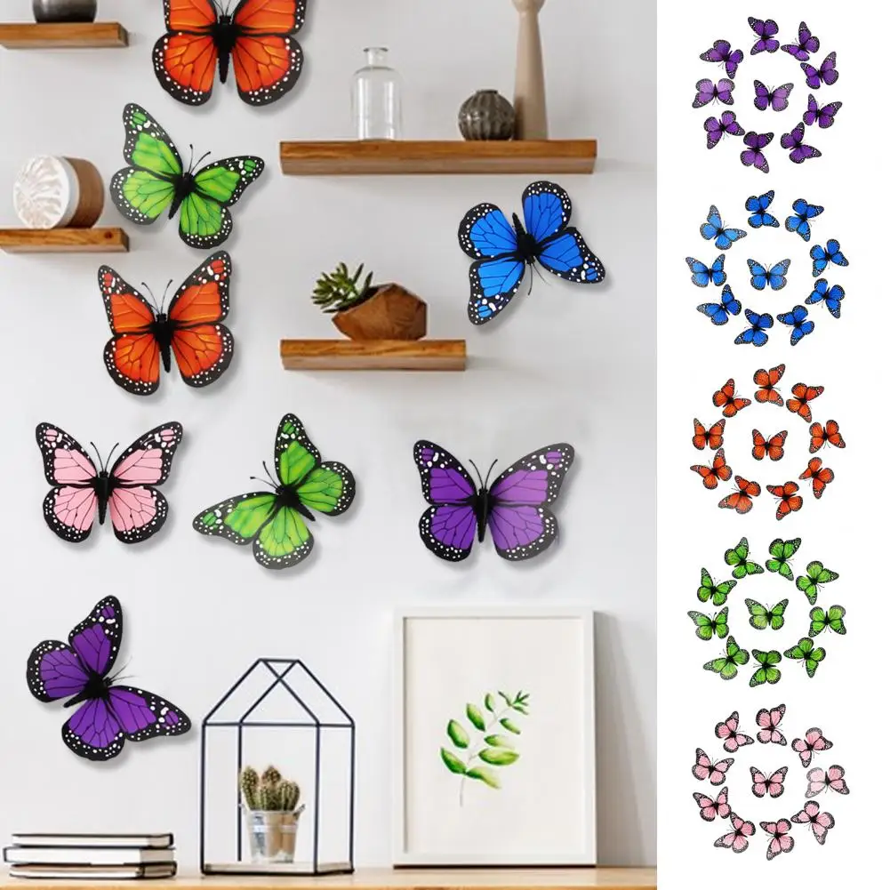 10 Pcs/Set Butterfly Refrigerator Magnets 3D Butterfly Strong Magnet Refrigerator Decoration Home Beautification Refrigerator