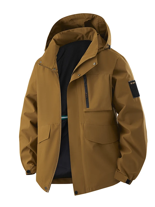 

Men's Casual Hooded Jaet Windproof Waterproof Spring Autumn Workwear Sle Loose Fit Faionable Youth Polyester Nylon C...