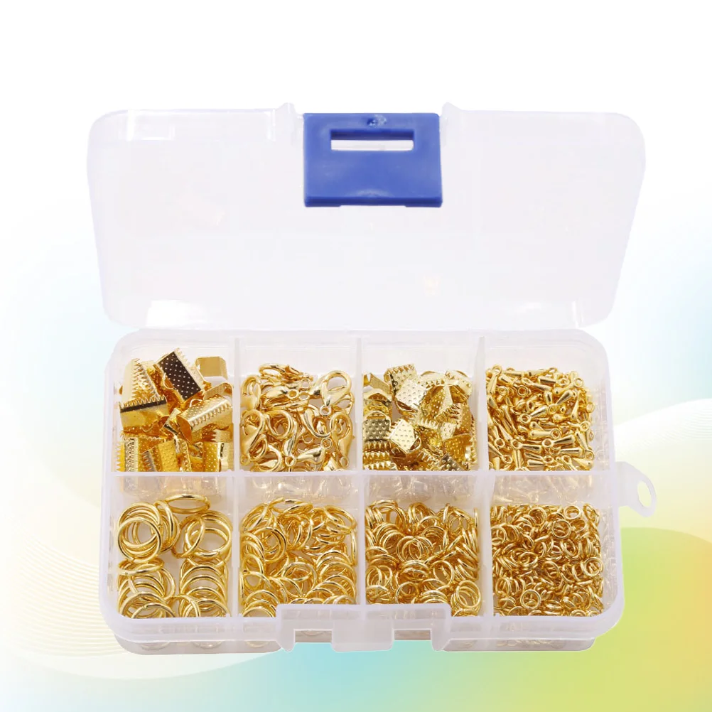 

556pcs Jewelry Making Supplies 8mm 6mm 4mm Jump Rings Ribbon Ends Lobster Clasps DIY Findings for Necklace Bracelet Earrings