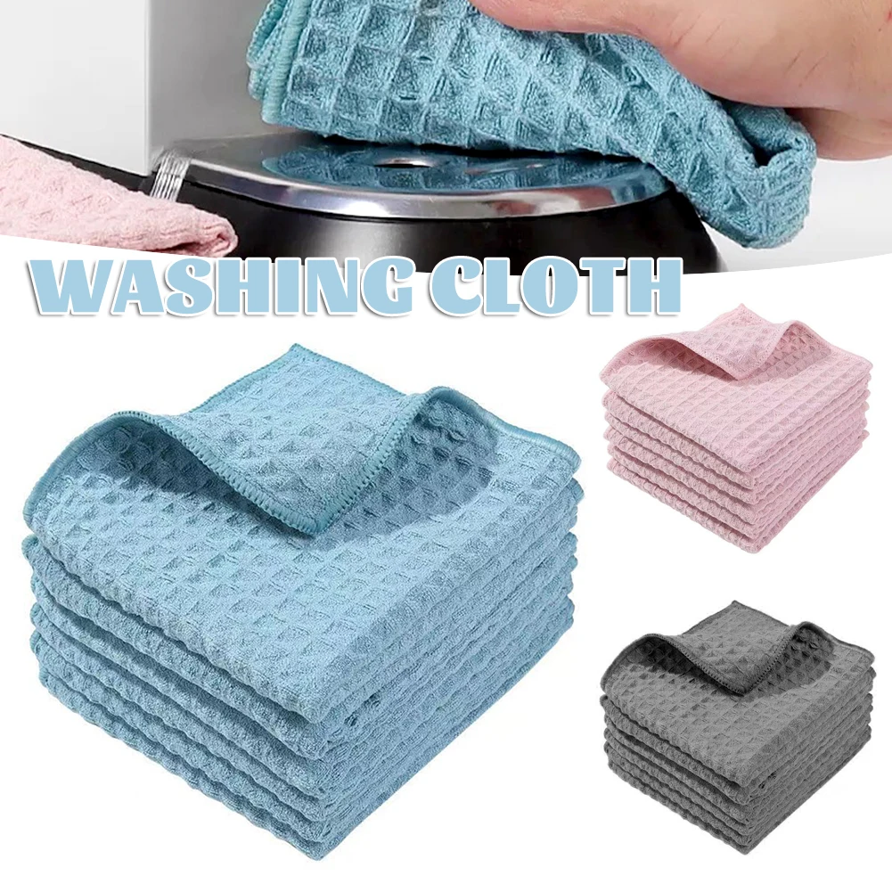 

6pcs Microfiber Towel Absorbent Kitchen Cleaning Cloth Non-stick Oil Dish Towel Rags Napkins Tableware Household Cleaning Towel