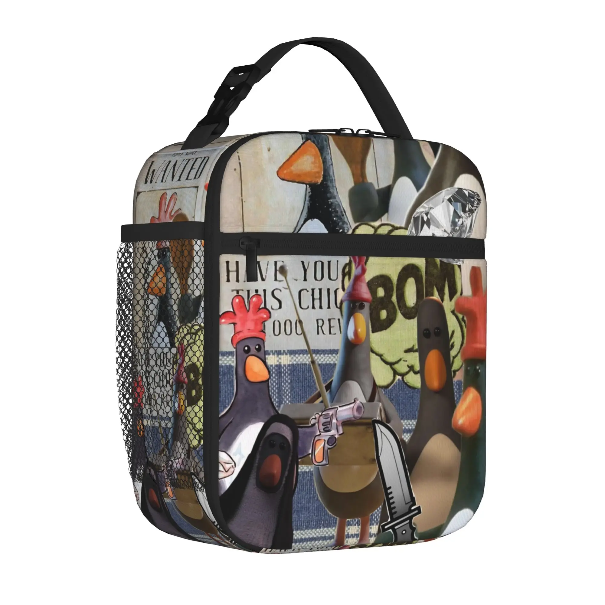 Insulated Lunch Tote Bag Feathers Penguin McGraws Chicken Disguise Funny Thermal Cooler Lunch Storage Food Box Handle School