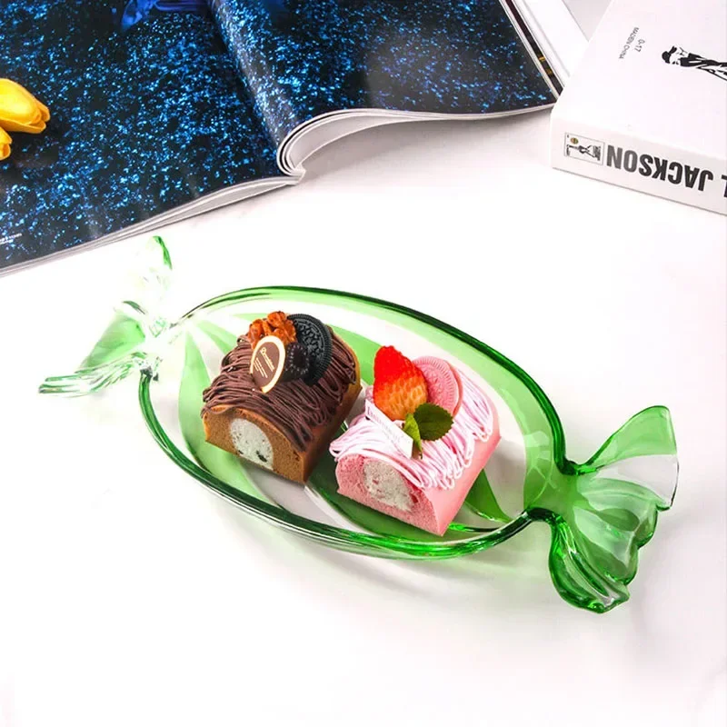 Thickend Crystal Glass Snack Plate Candy Shaped Dessert Fruit Tray Party Food Serving Dish Christmas Decorative Home Tableware