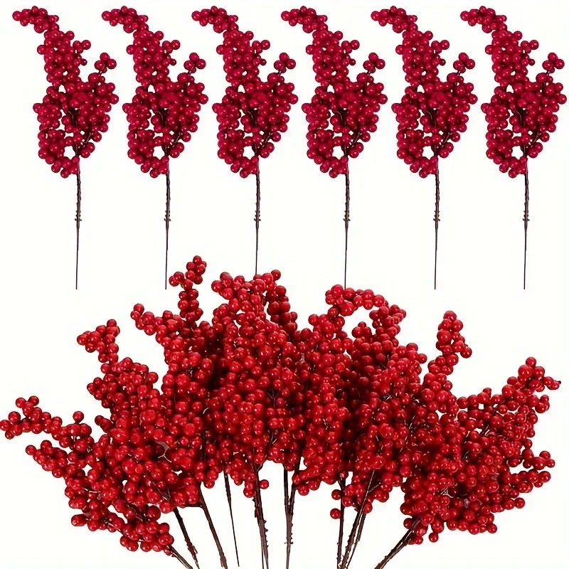 12/1PCS Set leuchtend roter künstlicher Weihnachtsbaum-Dekorationsbeeren - DIY-Feiertagsdekoration – Detail 5