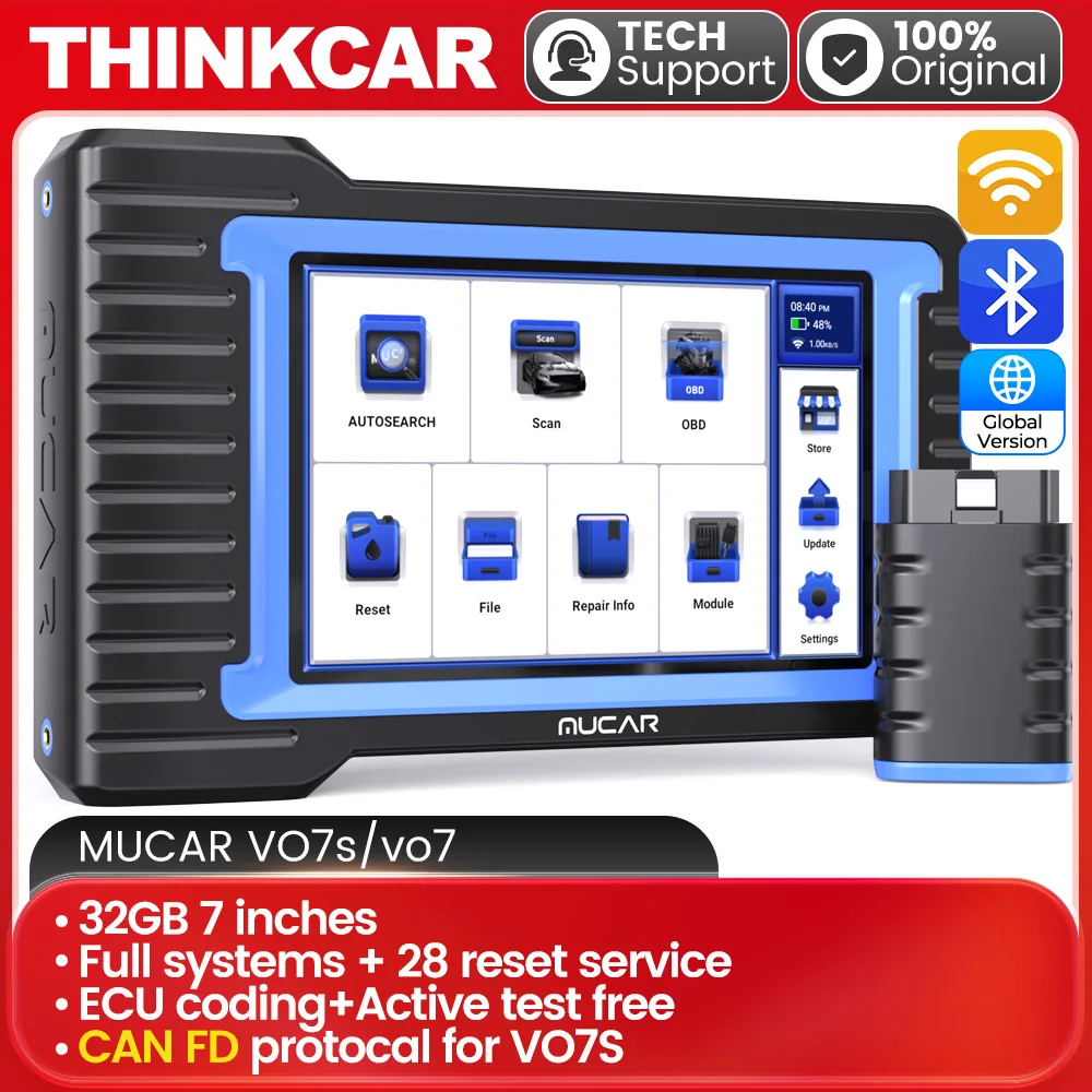 

MUCAR VO7S/VO7 Car Diagnostic Tool Bi-Directional ECU Coding Obd2 Scanner Full System Diagnosis 28 Reset AutoAuth for FCA SGW