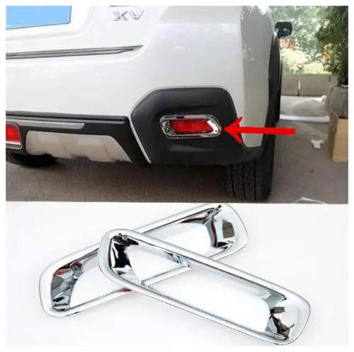 FIT FOR SUBARU XV CROSSTREK CHROME REAR REFLECTOR FOG LIGHT LAMP COVER BEZEL TRIM