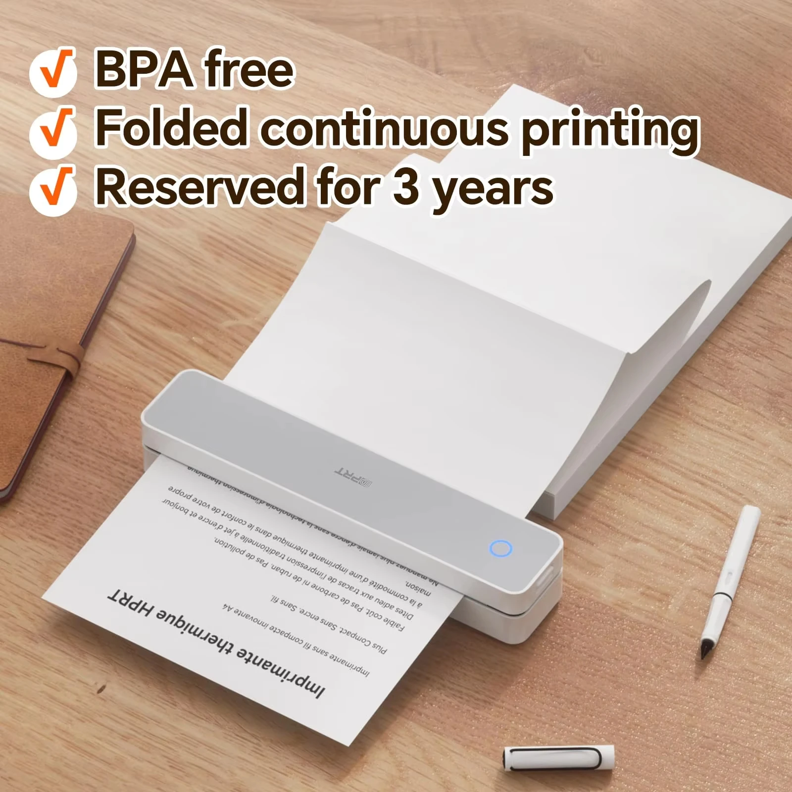 100 hojas de papel térmico con letras estadounidenses, 8,5x11" (216x279mm) para impresoras inalámbricas A40/X8/M08F/S8/MT810