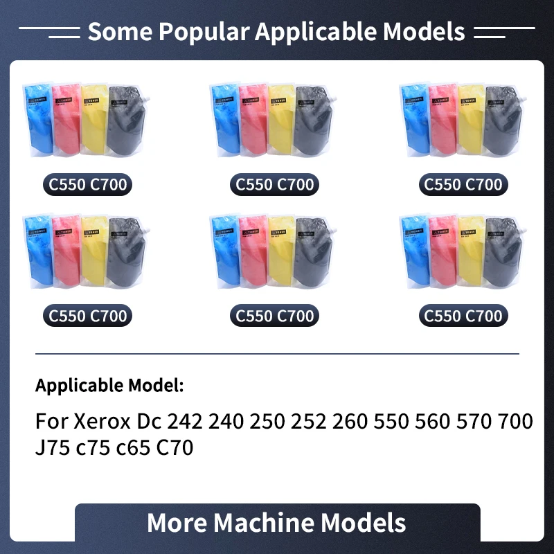1000 جرام جودة عالية متوافق مسحوق تلوين البشرة السائبة اللون لزيروكس تيار مستمر 242 240 250 252 260 550 560 570 700 J75 c75 c65 C70