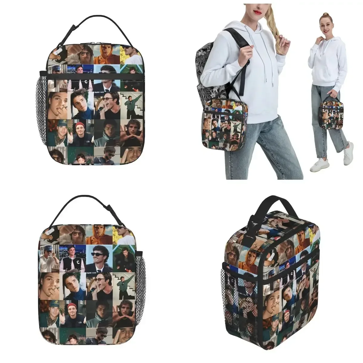 Collage Of Jacob Elordi Accessories Insulated Lunch Bag For Picnic Storage Food Boxes Portable Thermal Cooler Bento Box