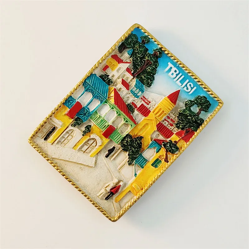 Creative tourist souvenirs, 3D painted decorative refrigerator magnets, made of resin, for Tbilisi, the capital of Georgia.