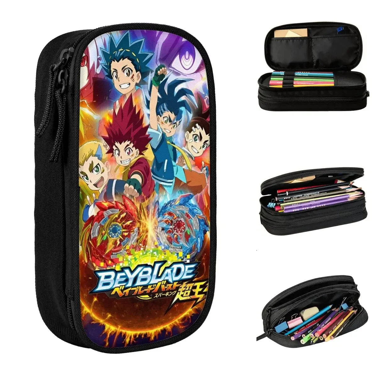 Beyblades Burst Anime Pencil Cases Kurenai Pencilcases Pen Holder for Girls Boys Large Storage Bags School Supplies Stationery