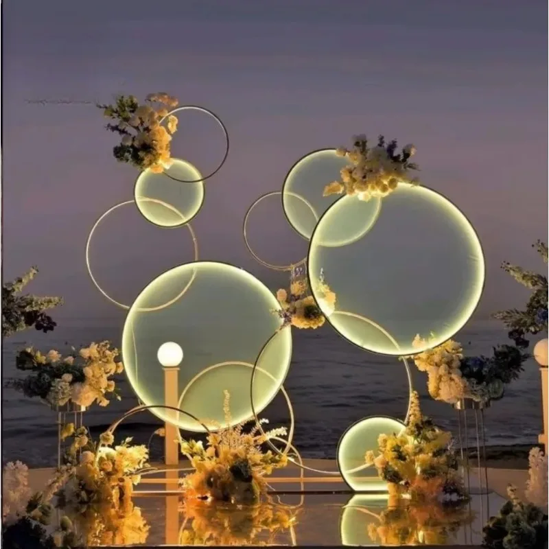 Bestselling Custom LED Light Round Arch Background Stainless Steel Arch Frame for Ceremonies