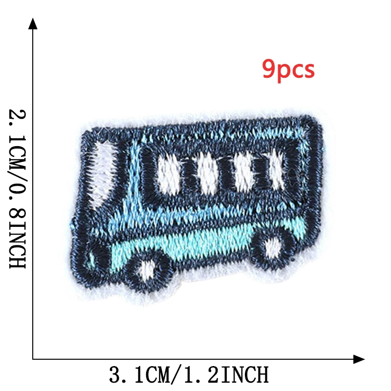 9 Stück Auto Lot Eisen auf Patches Kinder für Kleidung Stoff kleine Jungen Stich Bulk Designer bestickt Pack süße Parche Ropa Infantil – Detail 9