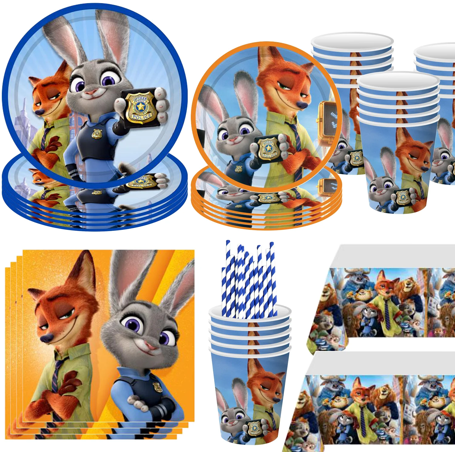 Bannière de décoration de fête Disney Zootopia, fournitures de table, décoration de gâteau Judy en papier, Kit de ballons en aluminium d'anniversaire, accessoires, sacs cadeaux