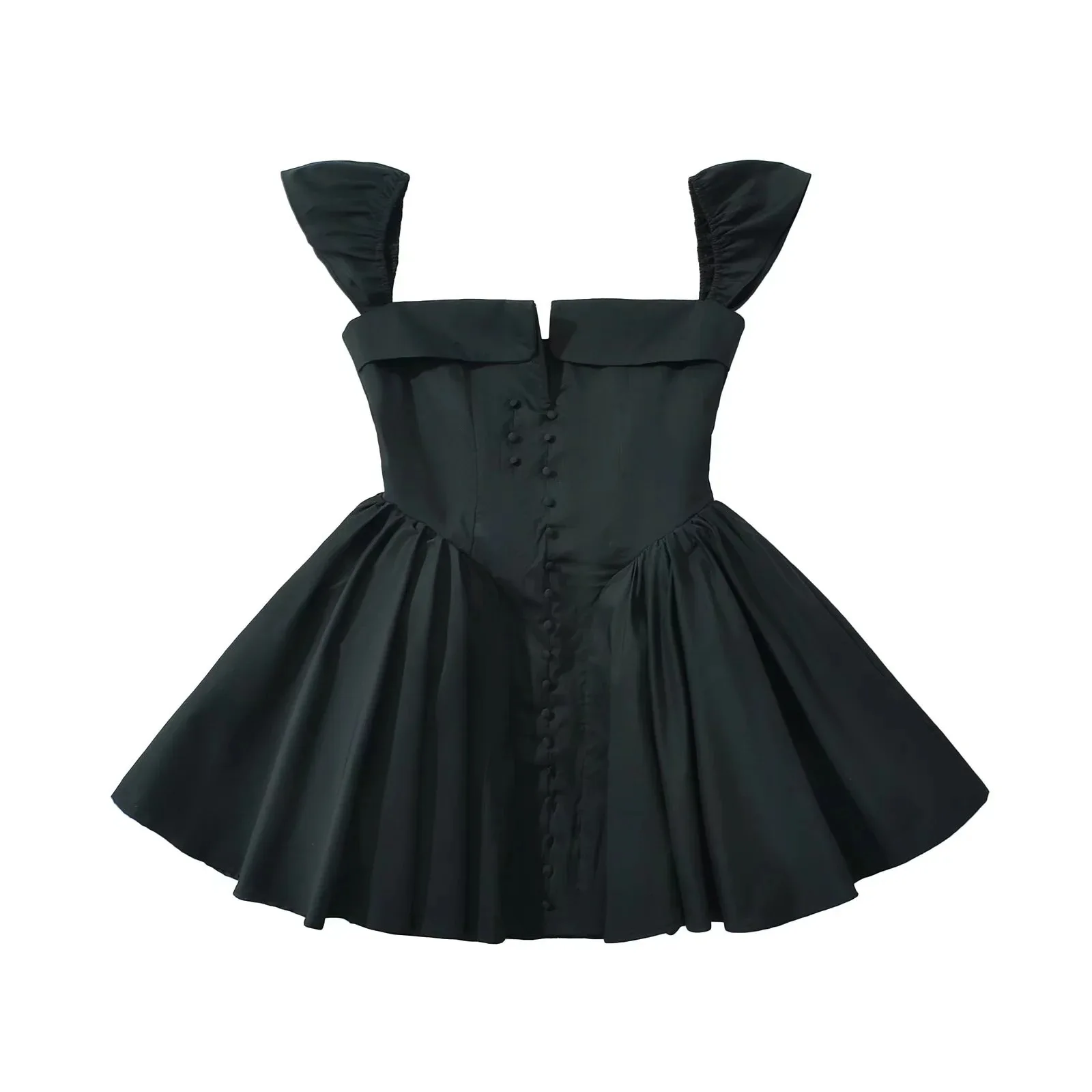 스퀘어칼라 커프스 원피스, 웨이스트라인 미니스커트, 슬림해보이는 A라인, 2025 신상