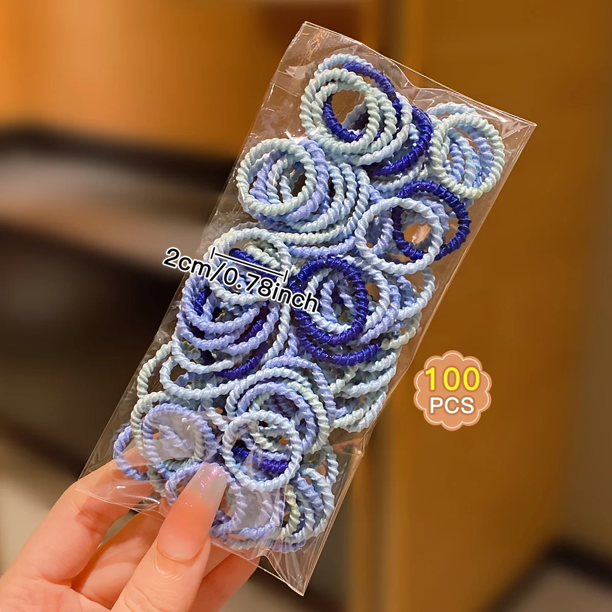 100pcs Girls Hair Accessories, Blue Spiral Elastic Hair Ties