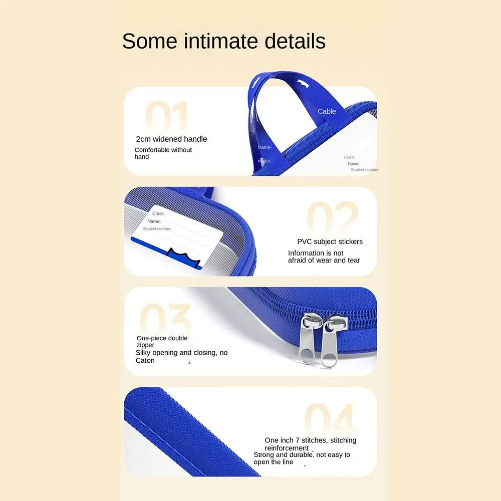 

A4 Transparent File Bag L-shaped Stationery Storage Test Paper Storage Bag Sorting Bag with Handle Subject Classification Bag