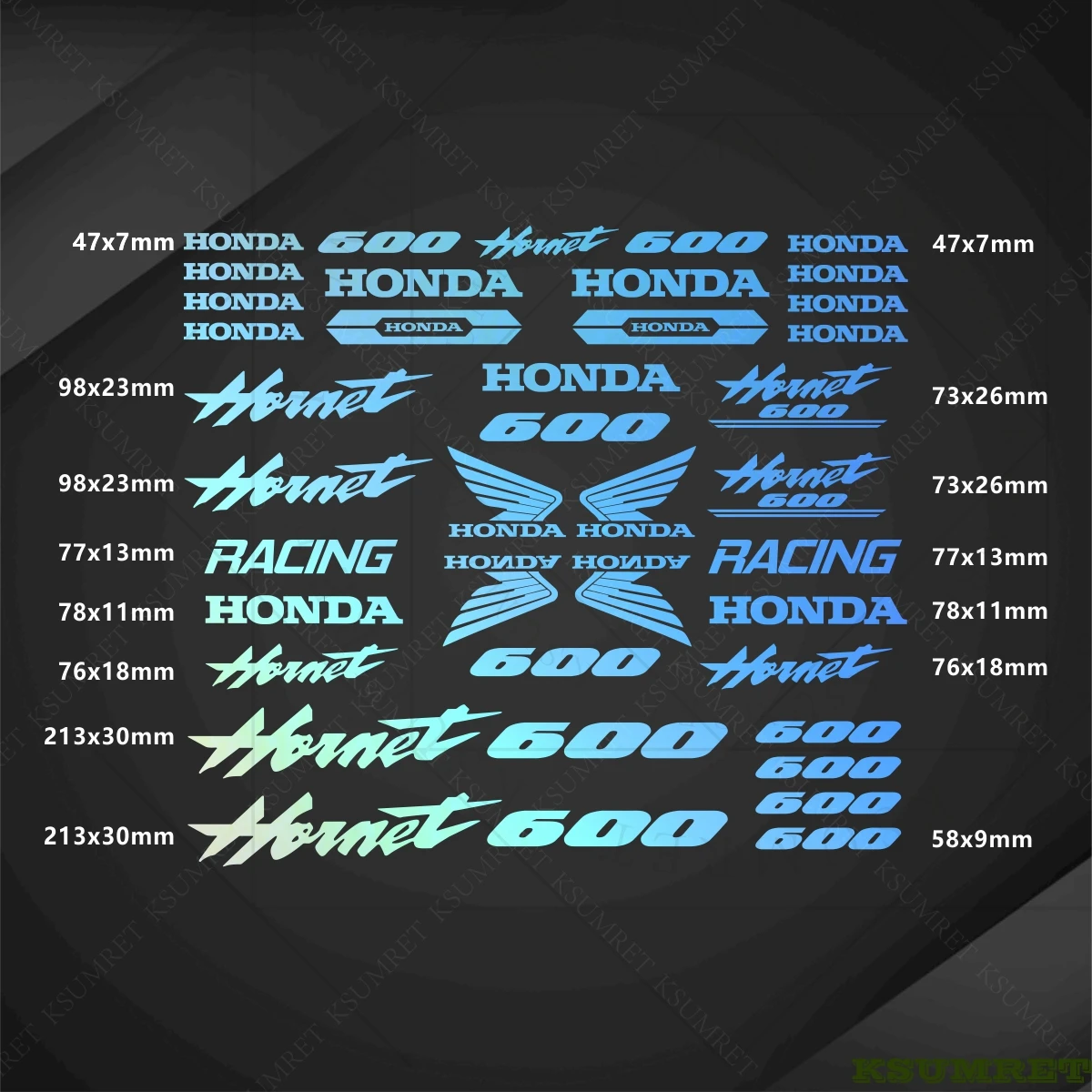 ملصقات شعار Honda للدراجات النارية 600 مقاومة للماء