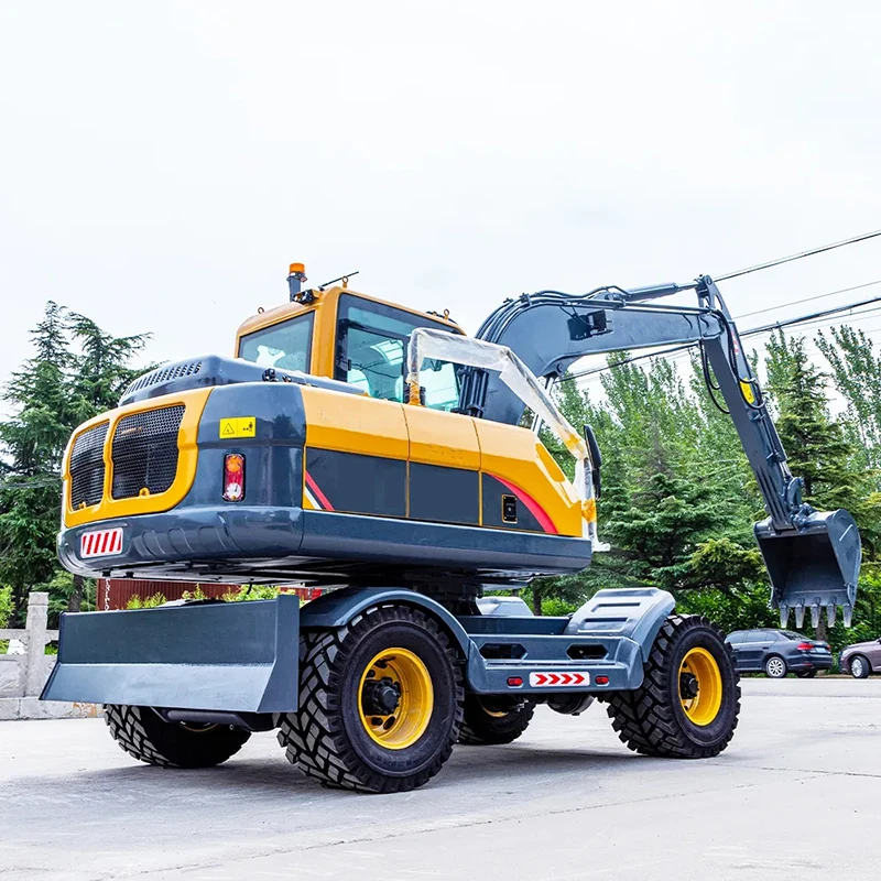 Municipal Construction Multifunctional Hydraulic 8TON Tire Wheels Excavator Wheeled Excavator For Sale