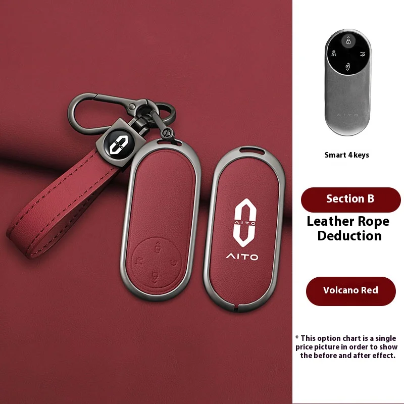 

Car Smart Remote Key Case for AITO M5 M7 Zinc Alloy Leather Protection Cover Bag Shell Keychain Holder Fob Auto Accessories