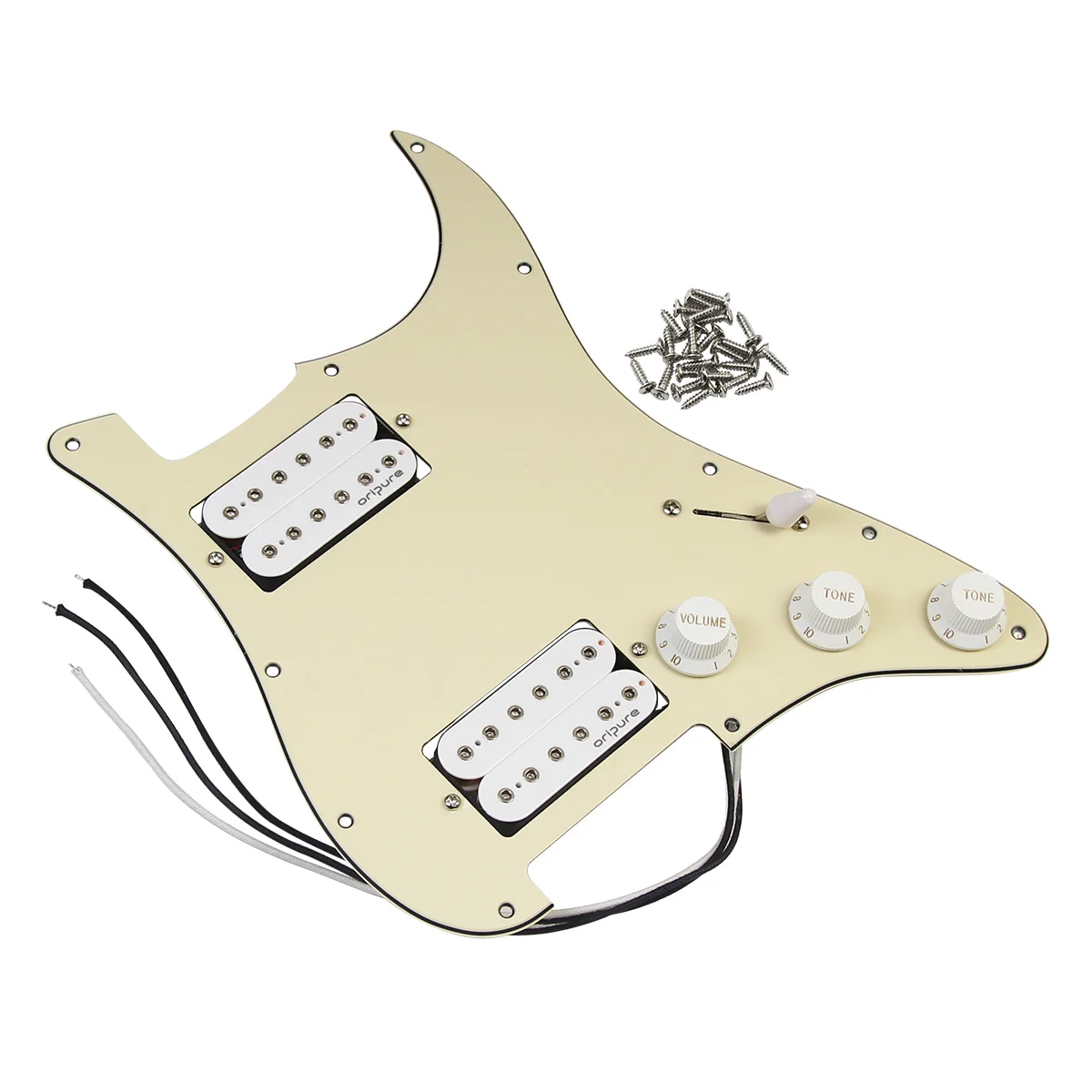 

OriPure Prewired Guitar Pickguard HH Loaded Alnico 5 Humbucker Pickups 2T1V Pots 5 Way 24 Legs Super Switch
