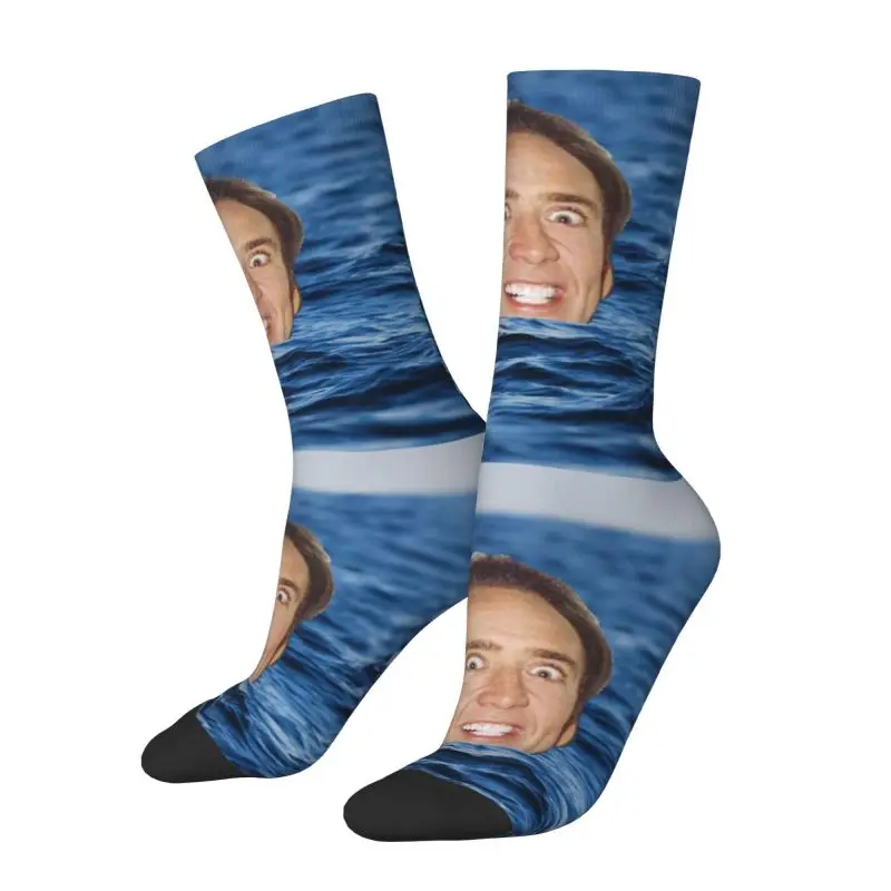 Nicolas Käfig im Meer Männer Frauen Crew Socken Unisex Mode 3d gedruckt lustige Meme Kleid Socken