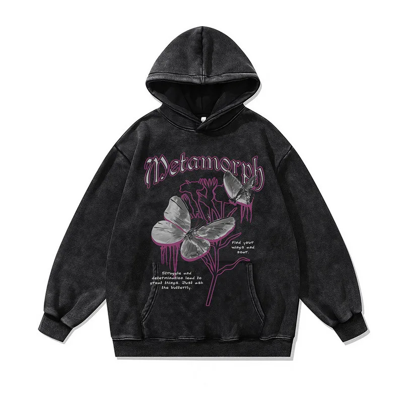 

Мужская толстовка Street Sle свободного кроя из смесового хлопка, повседневная, с винтажным принтом, для трансграничной торговли